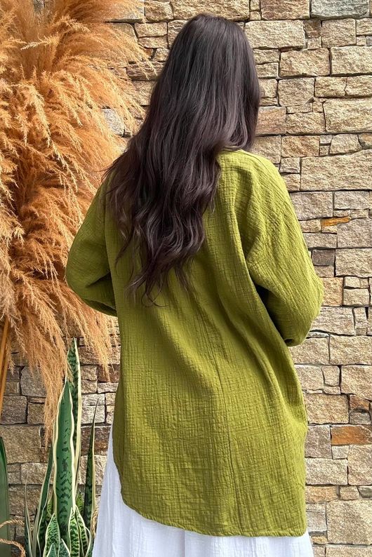 Annie Cushion Cotton Laurie Blouse Olive